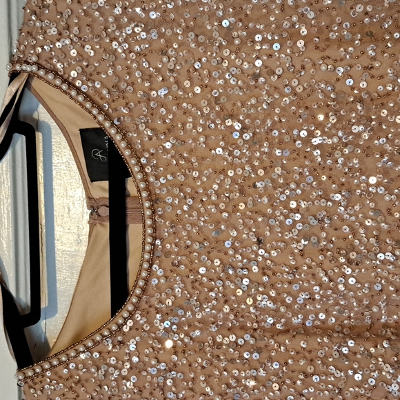 EUC Women's Adrianna Papell Flutter Sleeve Sequin/Beaded Dress - Picture 5 of 12